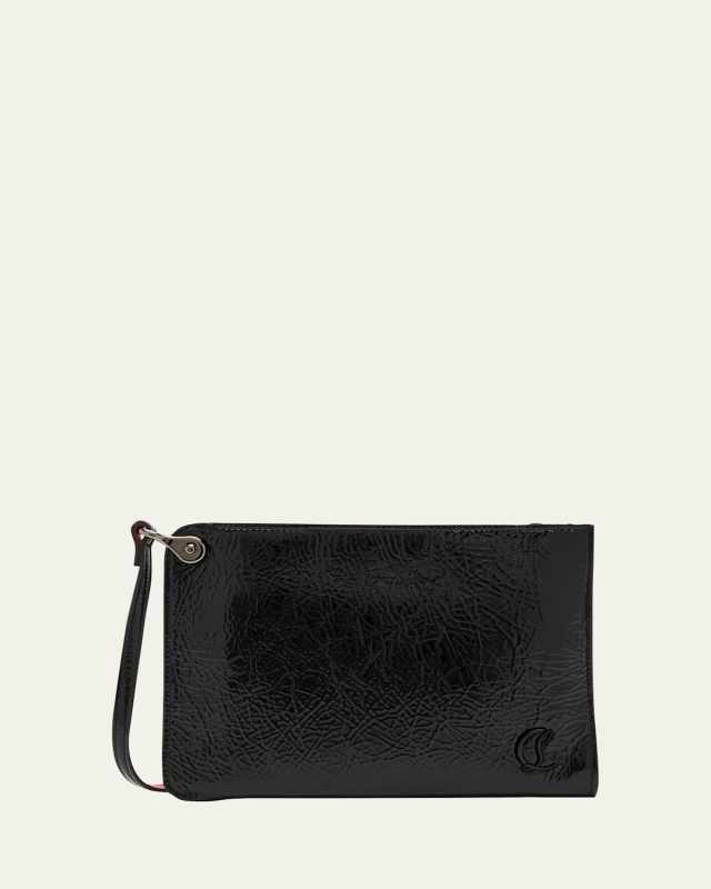 Loubi54 Flat Patent Leather Pouch Bag